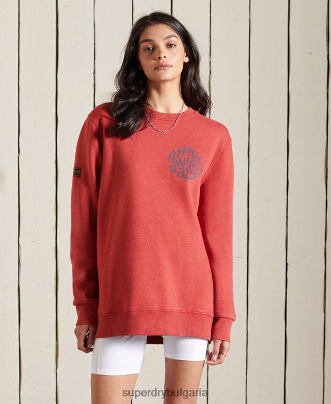 Superdry облекло N00H6049 червен Жени огромен суичър за планински екипаж