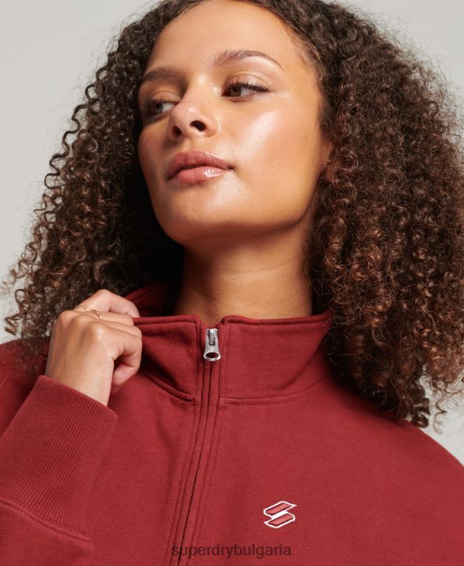 Superdry облекло N00H6051 червен Жени суичър с половин цип с лого