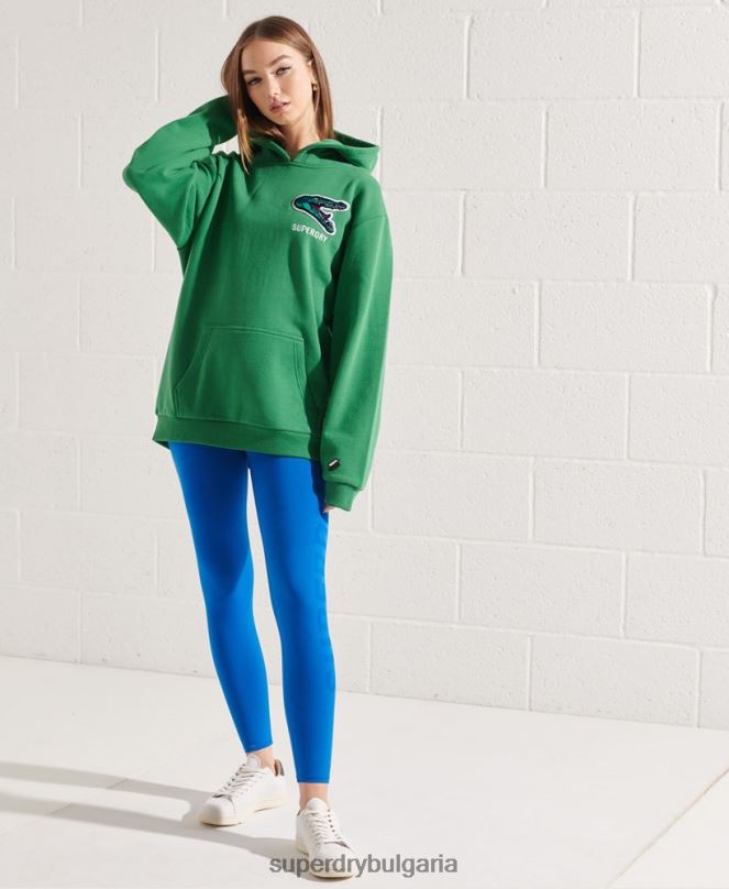 Superdry облекло N00H6052 зелено Жени модерен франчайз голям суичър с качулка