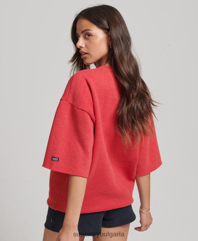 Superdry облекло N00H6053 червен Жени колежански суитшърт с къс ръкав