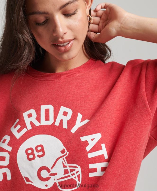Superdry облекло N00H6053 червен Жени колежански суитшърт с къс ръкав