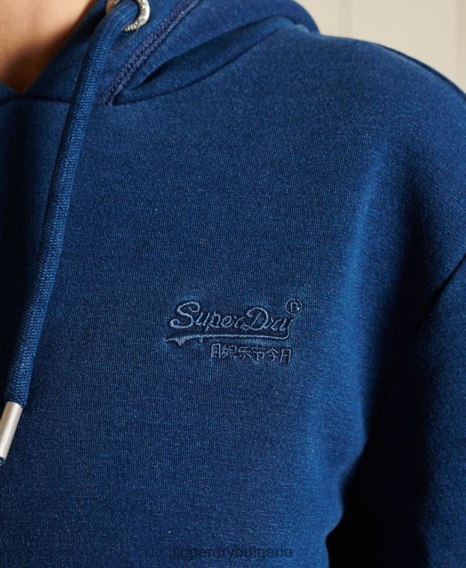Superdry облекло N00H6061 тюркоаз Жени свободна ретро качулка с бродирано лого