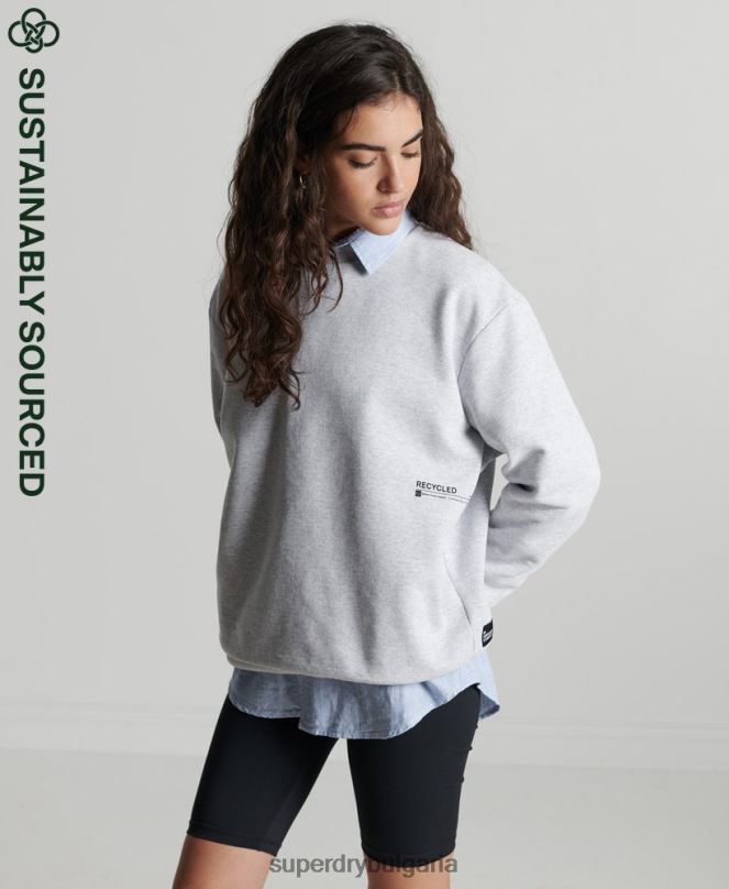 Superdry облекло N00H6062 светло сив Жени рециклиран микро среден суитшърт