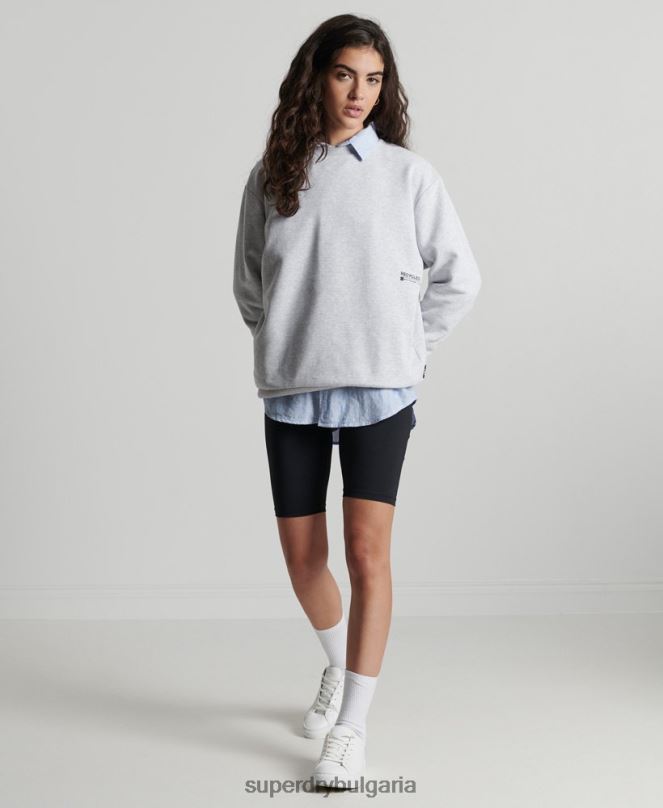 Superdry облекло N00H6062 светло сив Жени рециклиран микро среден суитшърт