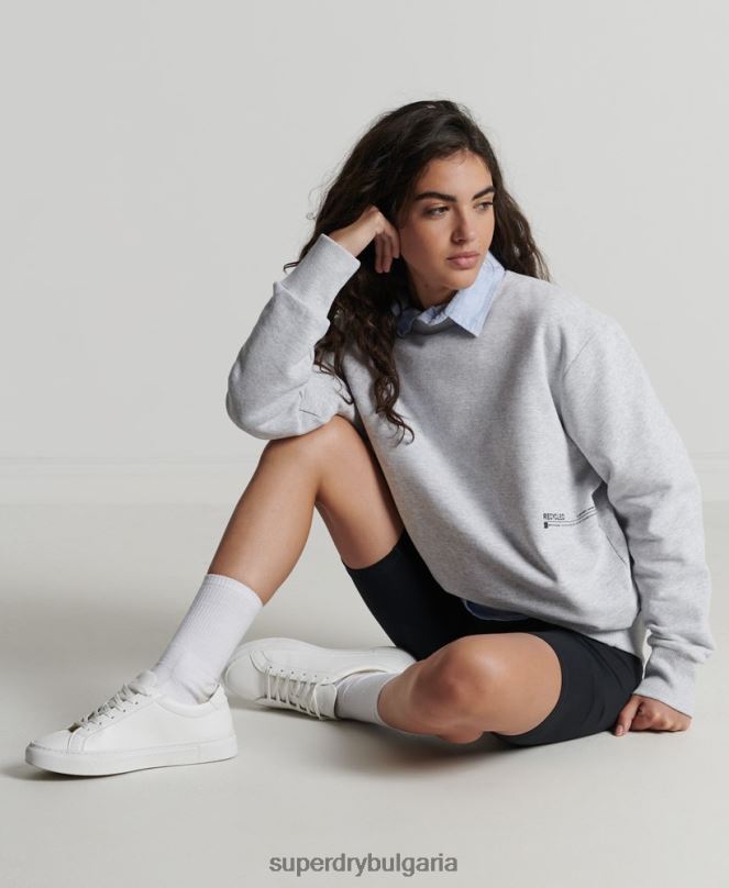 Superdry облекло N00H6062 светло сив Жени рециклиран микро среден суитшърт