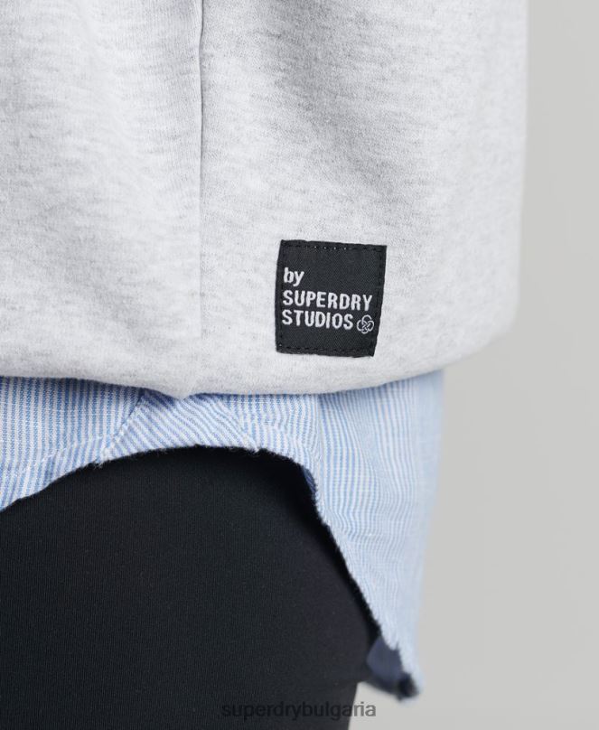 Superdry облекло N00H6062 светло сив Жени рециклиран микро среден суитшърт