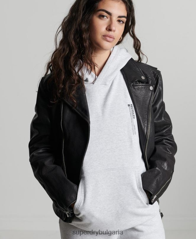 Superdry облекло N00H6064 светло сив Жени рециклирана микро странична качулка