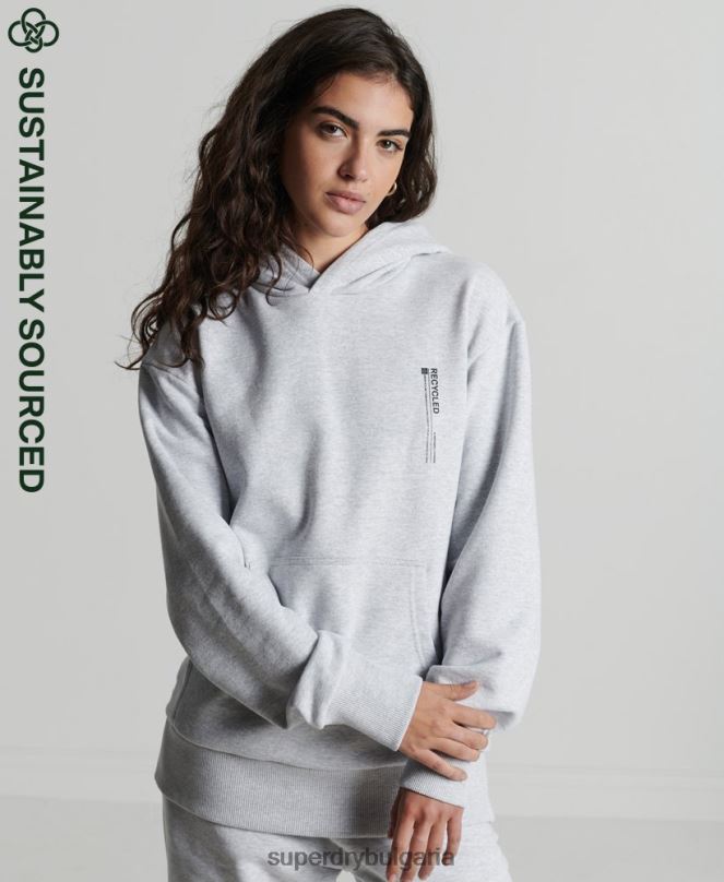 Superdry облекло N00H6064 светло сив Жени рециклирана микро странична качулка