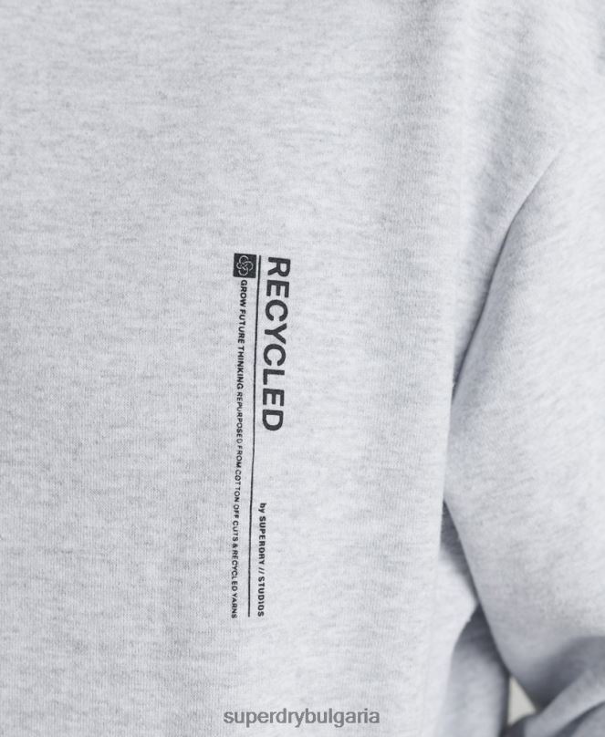 Superdry облекло N00H6064 светло сив Жени рециклирана микро странична качулка