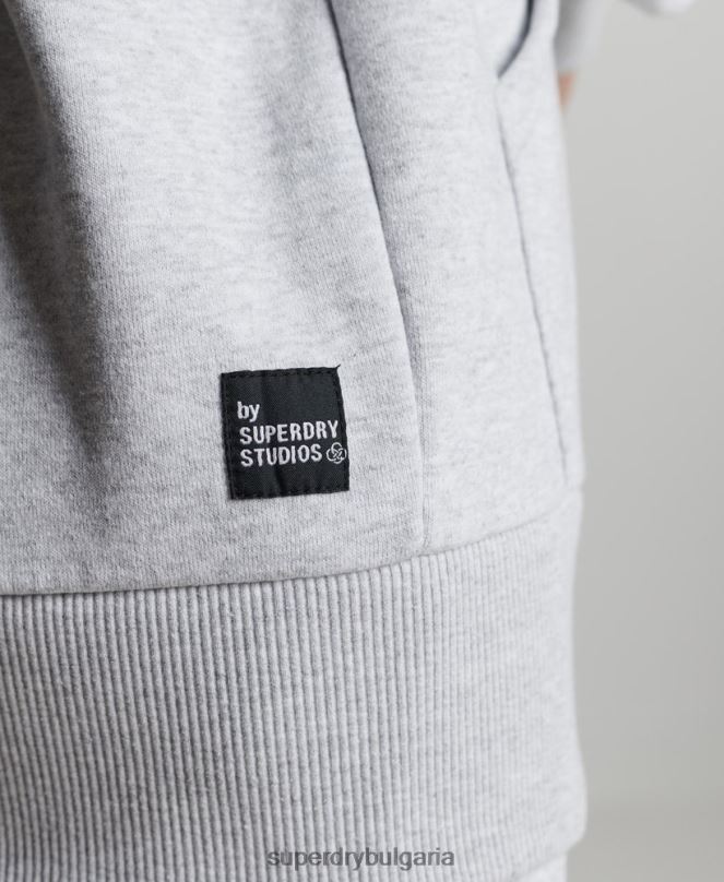 Superdry облекло N00H6064 светло сив Жени рециклирана микро странична качулка