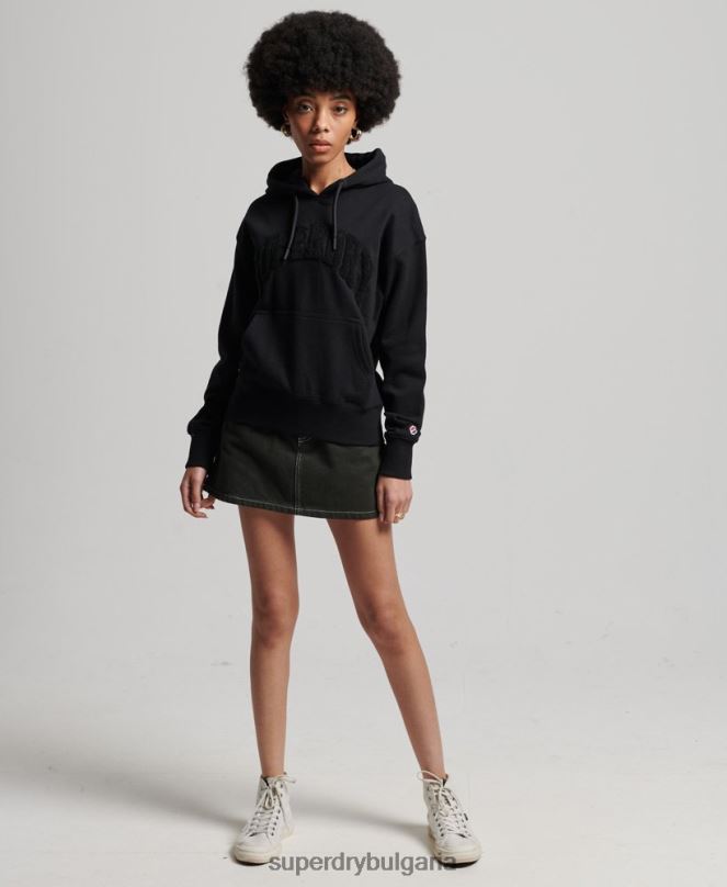 Superdry облекло N00H6066 черен Жени моно качулка с университетска арка