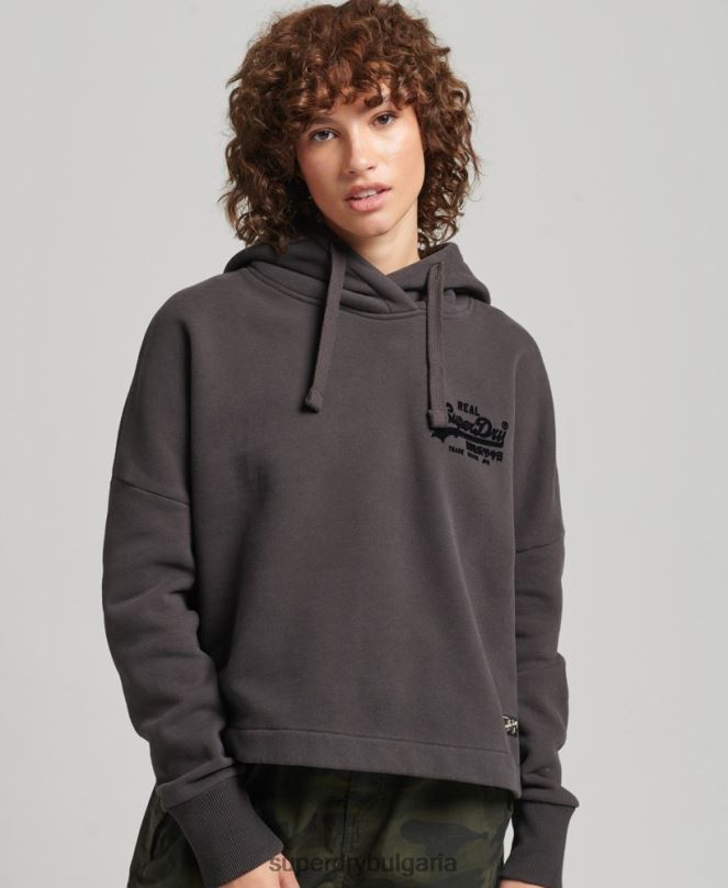 Superdry облекло N00H6067 кафяво Жени ретро качулка с лого