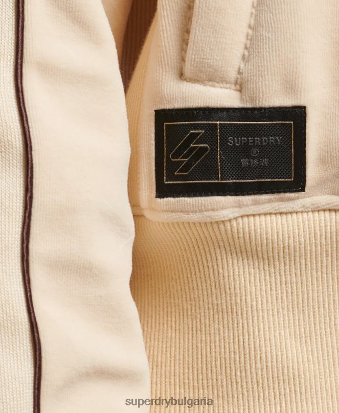 Superdry облекло N00H6068 сметана Жени велурено горнище с лого на кода