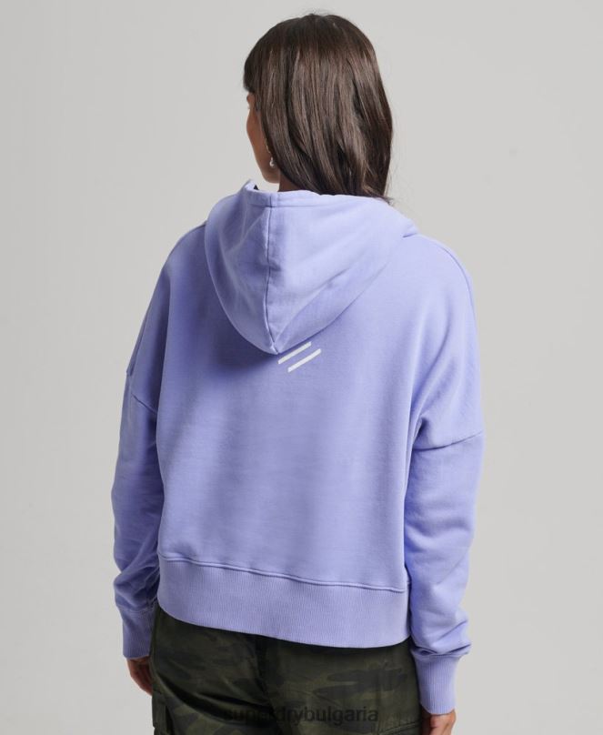 Superdry облекло N00H6071 лилаво Жени код core sport crop box hoodie