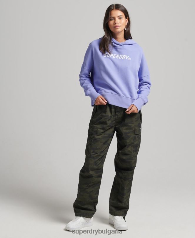 Superdry облекло N00H6071 лилаво Жени код core sport crop box hoodie