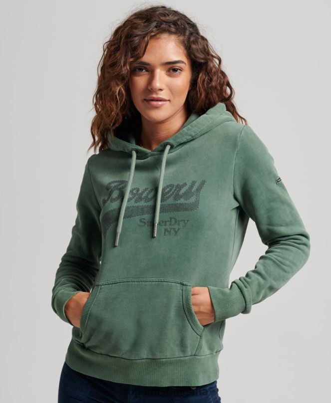 Superdry облекло N00H6074 зелено Жени суичър с блясък на графично лого