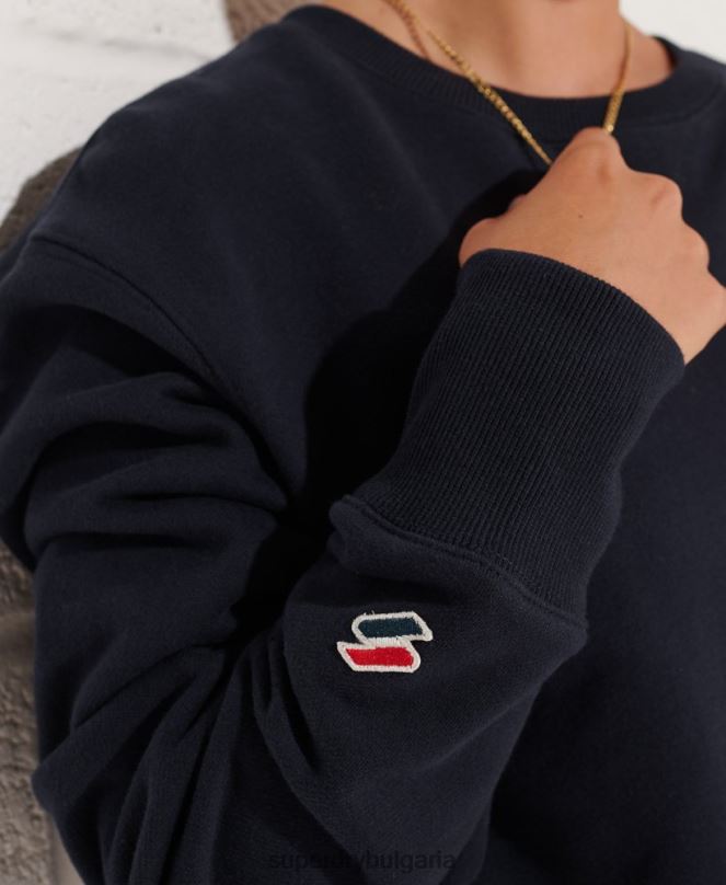 Superdry облекло N00H6078 военноморски флот Жени свободен суитшърт за екипаж с код
