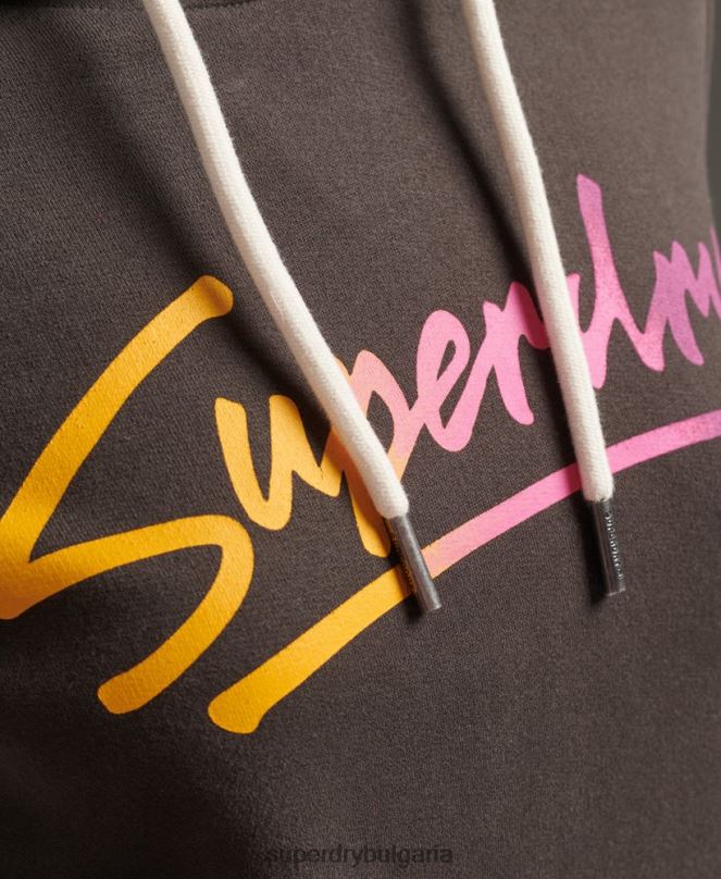 Superdry облекло N00H6079 тъмно сив Жени суичър с качулка в центъра на града