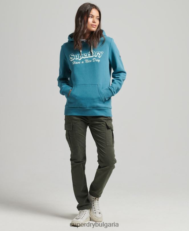 Superdry облекло N00H6081 зелено Жени качулка за пътуване