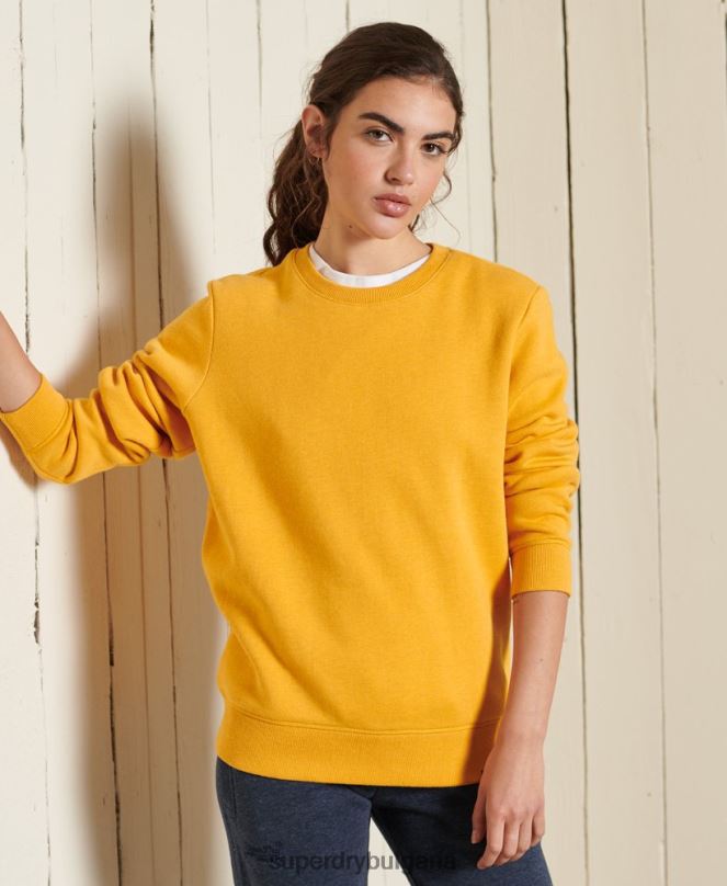 Superdry облекло N00H6084 жълто Жени винтидж суичър с лого crew