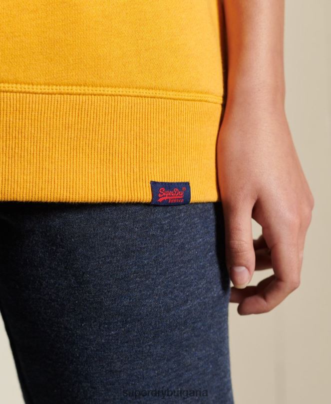 Superdry облекло N00H6084 жълто Жени винтидж суичър с лого crew