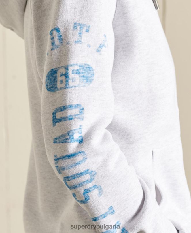 Superdry облекло N00H6085 светло сив Жени суичър с цип за лека атлетика