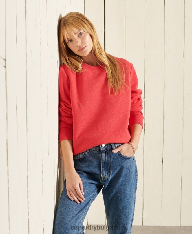 Superdry облекло N00H6086 червен Жени винтидж суичър с лого crew