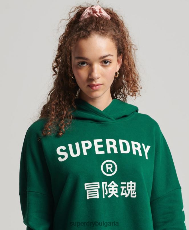 Superdry облекло N00H6087 зелено Жени спортна кутия с качулка
