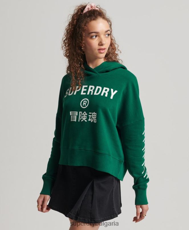 Superdry облекло N00H6087 зелено Жени спортна кутия с качулка