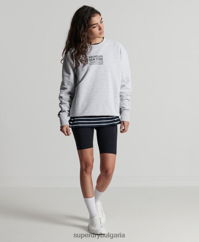Superdry облекло N00H6089 светло сив Жени рециклиран суитшърт city crew