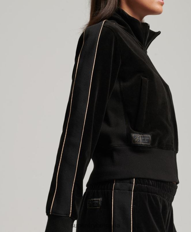 Superdry облекло N00H6091 черен Жени велурено горнище с лого на кода