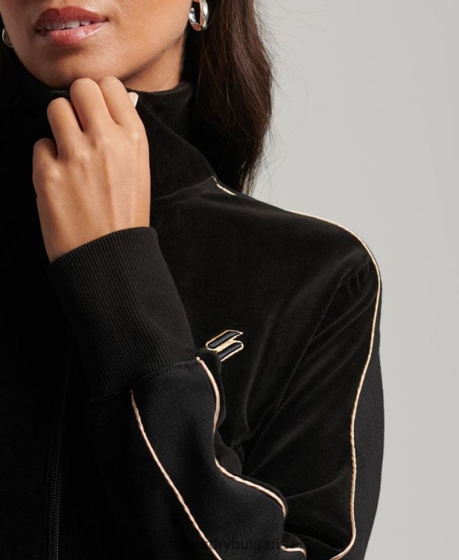 Superdry облекло N00H6091 черен Жени велурено горнище с лого на кода