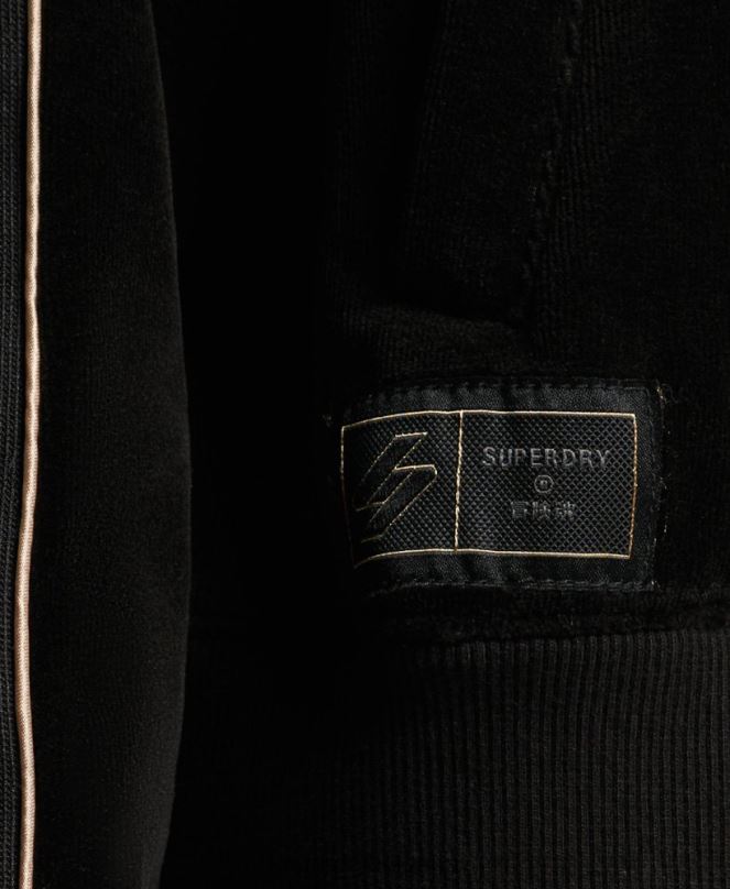 Superdry облекло N00H6091 черен Жени велурено горнище с лого на кода