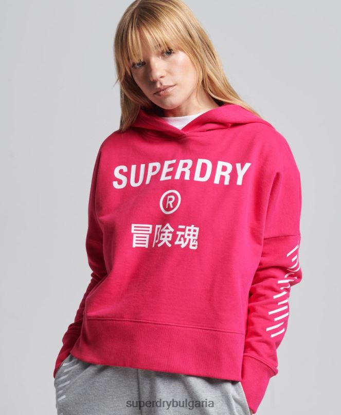 Superdry облекло N00H6098 розово Жени код core sport crop box hoodie