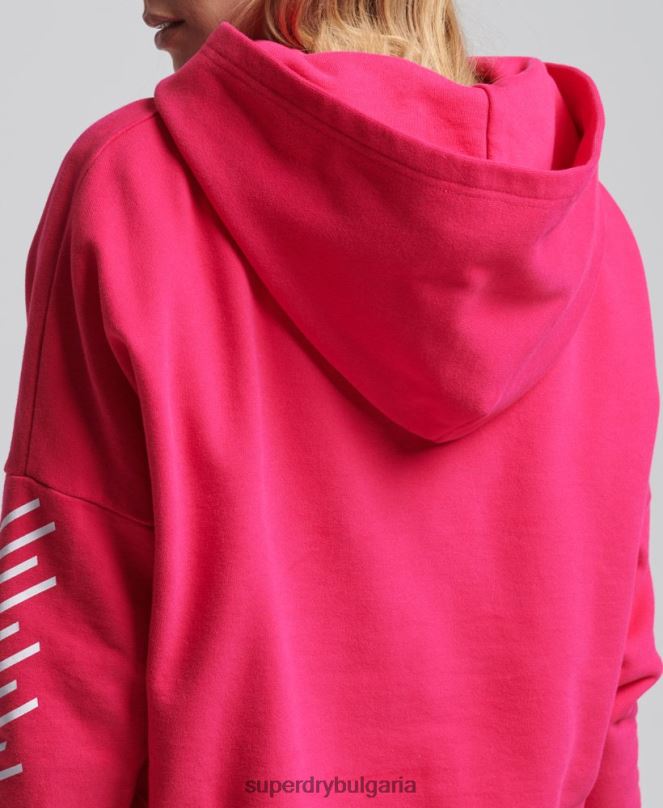 Superdry облекло N00H6098 розово Жени код core sport crop box hoodie