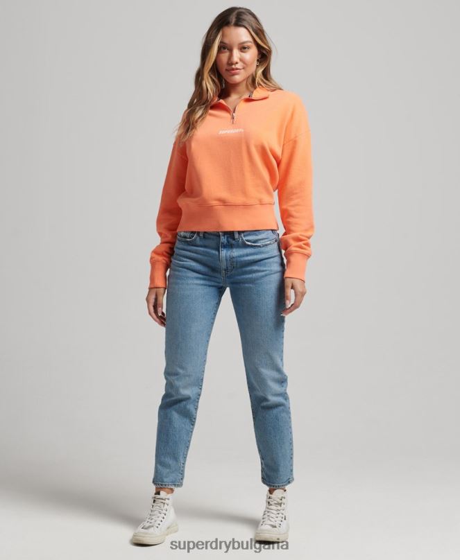 Superdry облекло N00H6101 розово Жени основно спортно горнище с половин цип