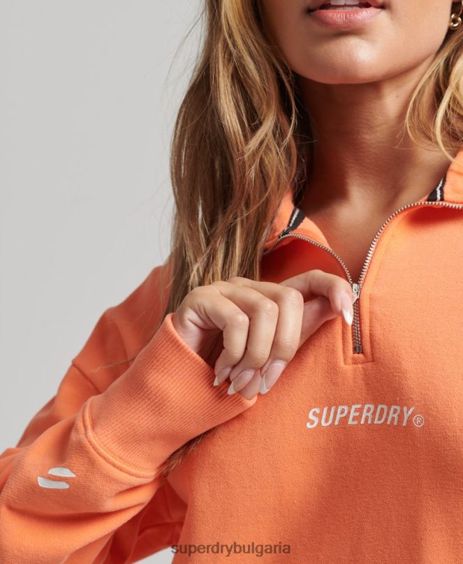 Superdry облекло N00H6101 розово Жени основно спортно горнище с половин цип