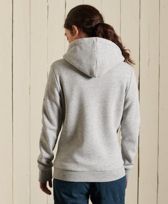 Superdry облекло N00H6104 сиво Жени американска класическа качулка с ретро лого с цип