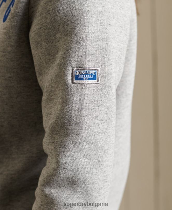 Superdry облекло N00H6104 сиво Жени американска класическа качулка с ретро лого с цип