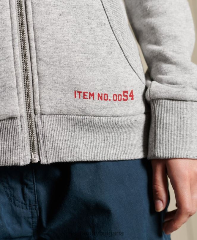 Superdry облекло N00H6104 сиво Жени американска класическа качулка с ретро лого с цип