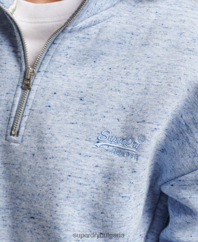 Superdry облекло N00H6105 светло синьо Жени органичен памук ретро лого henley суичър