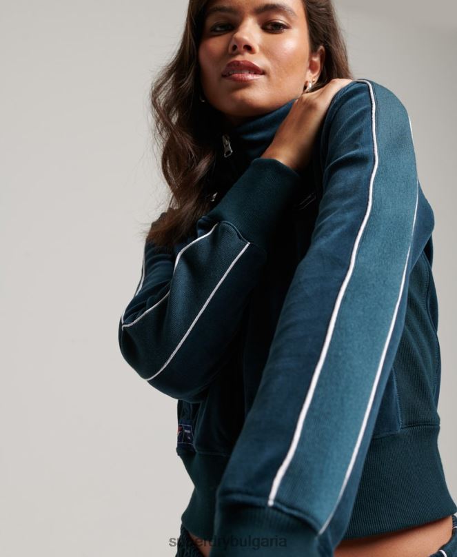 Superdry облекло N00H6106 тъмно синьо Жени велурено горнище с лого на кода