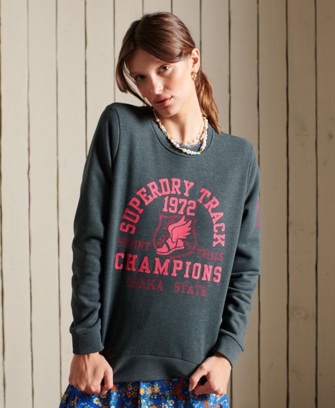 Superdry облекло N00H6107 зелено Жени суичър за лека атлетика