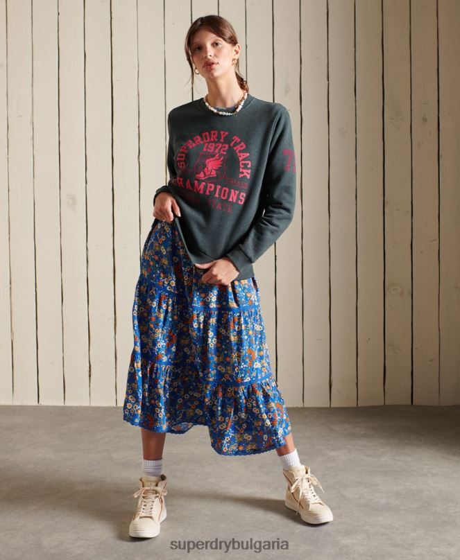Superdry облекло N00H6107 зелено Жени суичър за лека атлетика