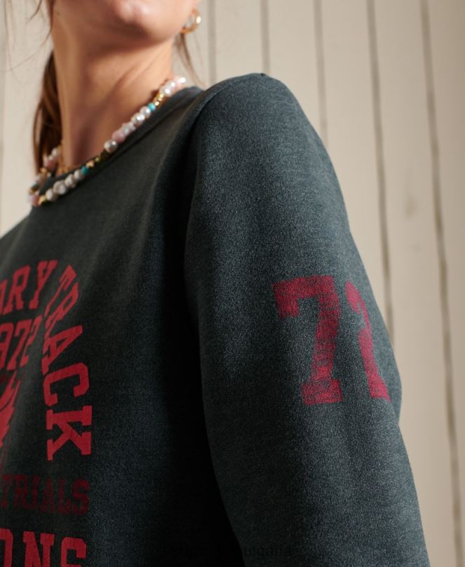 Superdry облекло N00H6107 зелено Жени суичър за лека атлетика
