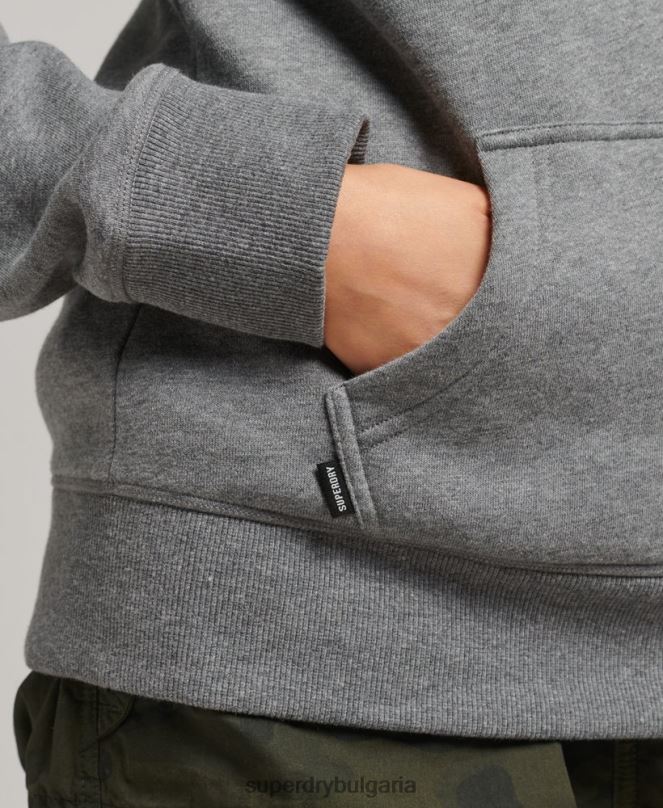Superdry облекло N00H6108 сиво Жени суичър с лого от органичен памук