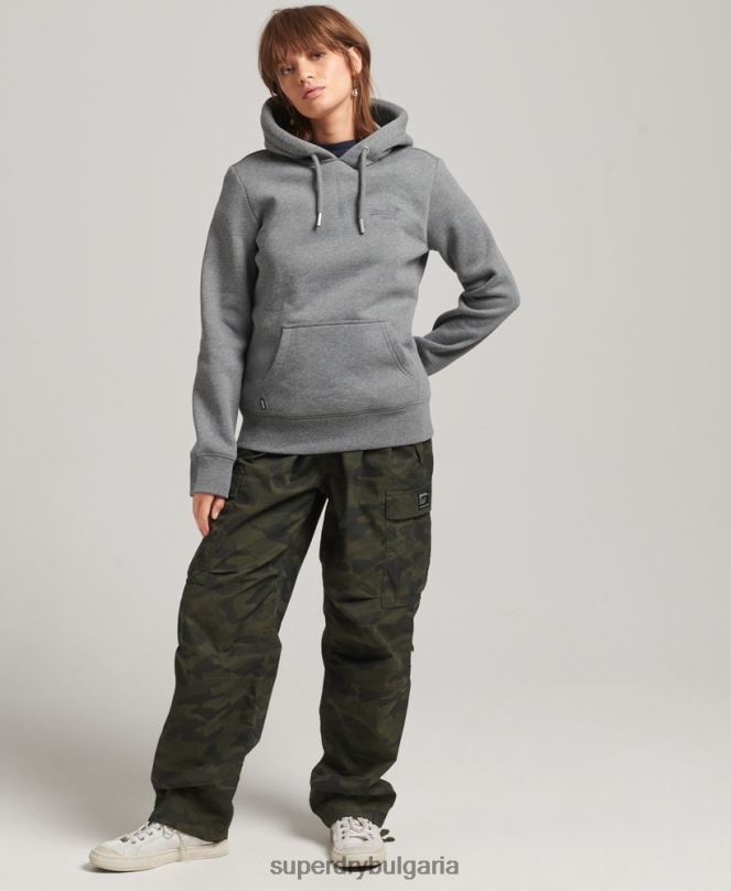 Superdry облекло N00H6108 сиво Жени суичър с лого от органичен памук