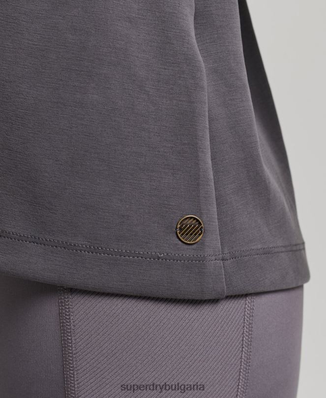 Superdry облекло N00H6109 тъмно сив Жени гъвкав спокоен суичър за екипажа