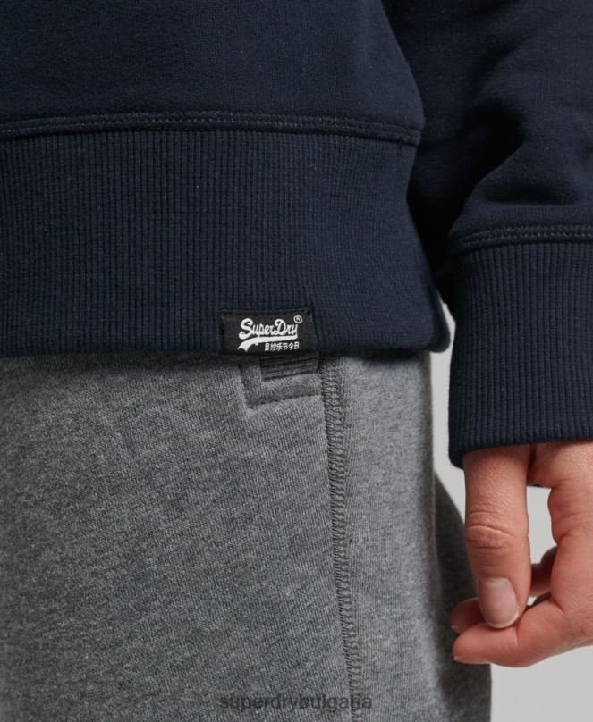 Superdry облекло N00H6115 военноморски флот Жени органичен памук есенциален лого екипаж суичър