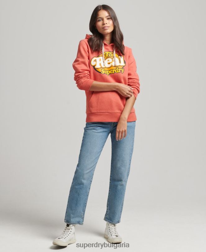 Superdry облекло N00H6116 оранжево Жени ретро купър носталгия качулка